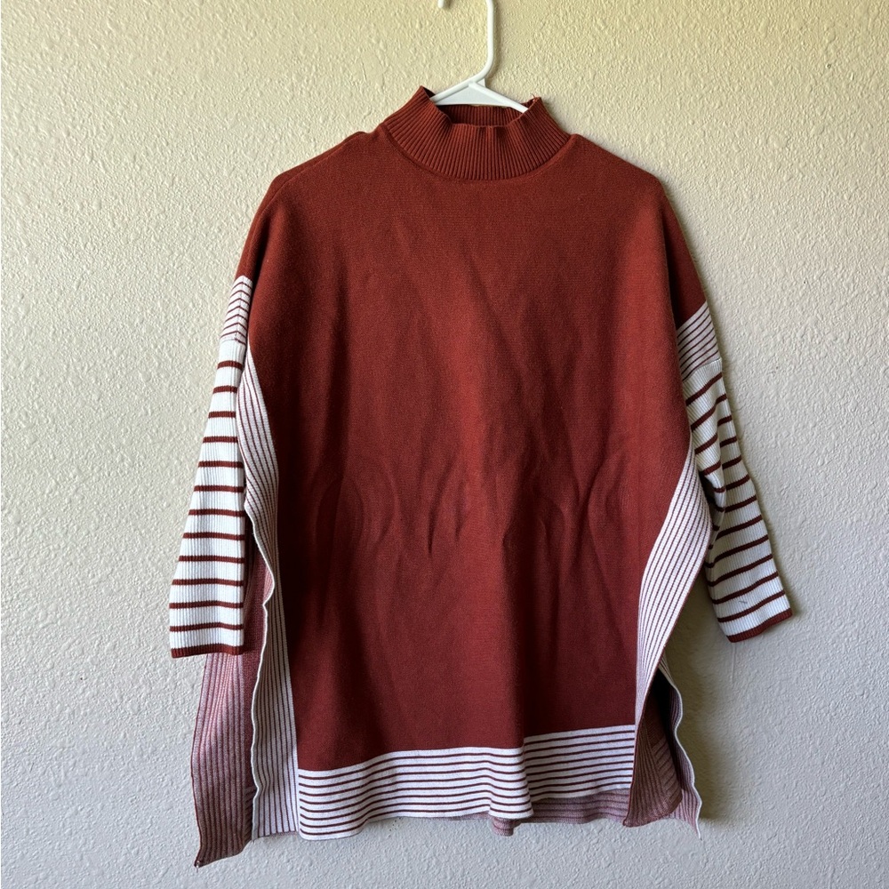 Knit Burnt Orange Pancho Sweater Fits Medium-Large Pumpkin Patch Fall Fashion